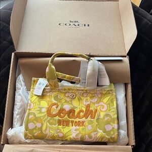 Coach Yellow and Pink Floral Tote Bag